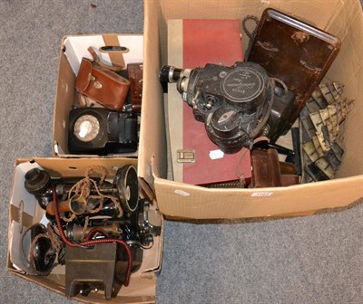 Lot 1101 - Three boxes including telephones, bakelite camera, others etc