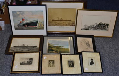 Lot 1104 - Group of photographs and prints of boats including the S S Port Fairy, together with a pair of...