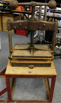 Lot 1128 - An impressive book press on stand