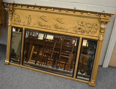 Lot 1137 - A Regency triple plate gilt framed overmantel mirror