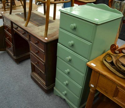 Lot 1149 - A mahogany pedestal desk (a.f.) and a painted pine six height chest of drawers