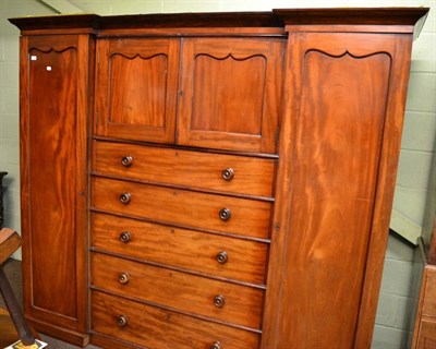 Lot 1186 - Victorian mahogany inverted breakfront wardrobe