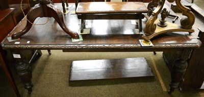 Lot 1196 - Victorian carved oak extending dining table fitted two additional leaves