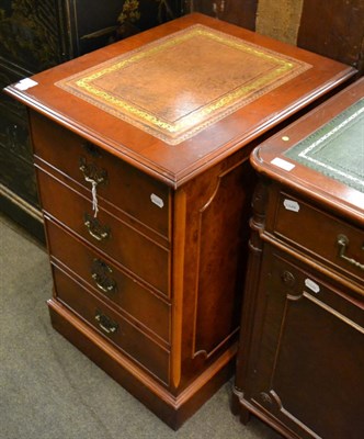 Lot 1205 - Reproduction filing cabinet with brown leather top