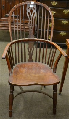 Lot 1227 - George III yew Windsor armchair with elm saddle seat