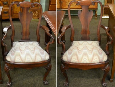 Lot 1231 - A pair of 19th century walnut open armchairs