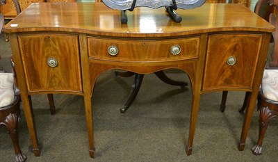 Lot 1232 - Sheraton style mahogany serpentine fronted sideboard