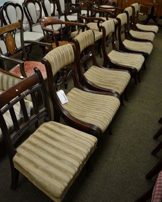 Lot 1240 - A set of six Regency mahogany dining chairs, together with a similar pair of carvers, and two...