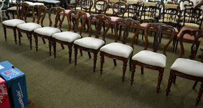 Lot 1243 - A set of eight Victorian mahogany balloon back dining chairs