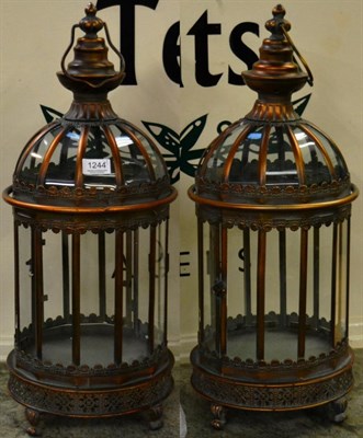 Lot 1244 - A pair of copper lanterns