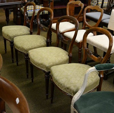 Lot 1249 - Set of four Victorian rosewood balloon back dining chairs