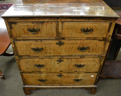 Lot 1266 - An 18th century walnut and pine sided five drawer straight fronted chest of drawers