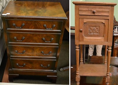 Lot 1282 - A pot cupboard with marble top and a mahogany chest