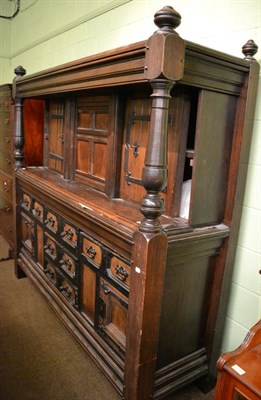 Lot 1291 - A late 19th century oak and ebonised court cupboard of large proportions