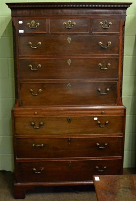 Lot 1292 - Late George III mahogany chest on chest (alterations)