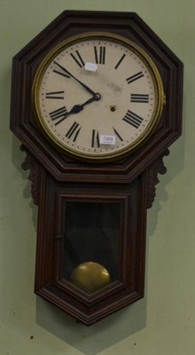 Lot 1309 - An oak cased striking drop dial wall clock&nbsp