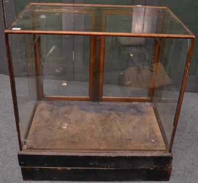 Lot 1320 - Mid 20th century mahogany shop display cabinet, glazed to the top and to all four sides, double...