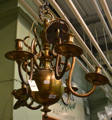 Lot 1369 - A Dutch style six light bronze chandelier (a.f.)