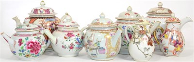 Lot 38 - A quantity of 18th and 19th century Chinese porcelain teapots and lidded jugs