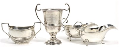 Lot 40 - A twin handled silver trophy cup, Birmingham 1958, ";Ponies of Britain Champion Young Pony...