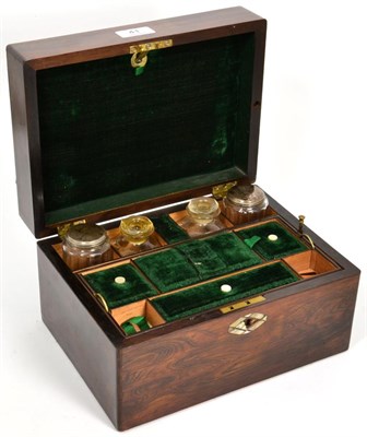 Lot 41 - A Victorian rosewood travelling jewellery/dressing box