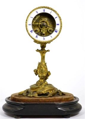 Lot 52 - A French gilt metal striking mantel clock, enamel chapter ring signed Grigeon & Meusnier A Paris