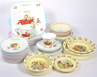 Lot 54 - Royal Doulton Bunnykins ceramics including three baby bowls and a saucer, Wedgwood Peter Rabbit...