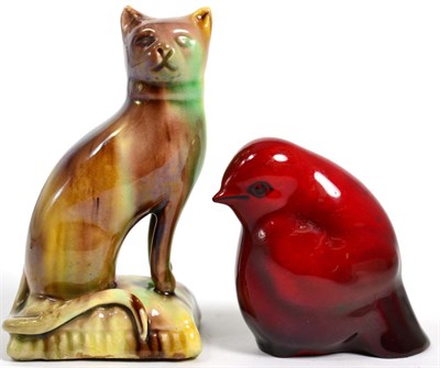 Lot 72 - A Doulton flambe bird and a Whieldon glazed cat