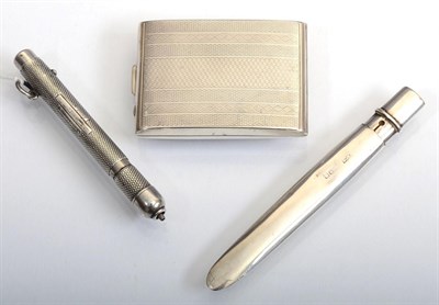 Lot 121 - Three silver Sampson Mordan pieces - a gravity pencil, a carpenters pencil and a match case