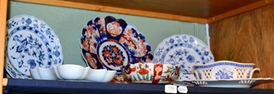 Lot 179 - Decorative ceramics including two Meissen plates, Imari charger and bowl, and three pieces of...