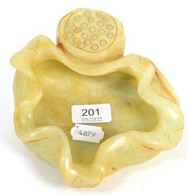 Lot 201 - A jade type brush wash depicting a lotus leaf