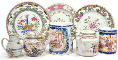 Lot 223 - A quantity of 18th century and later Oriental porcelain including mugs (a.f.), plates and teawares