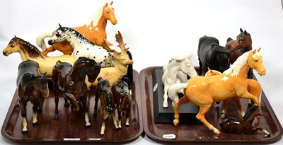 Lot 240 - Beswick Horses Including: Spirit of the Wind on ceramic plinth, model No. 2688, Palomino gloss;...