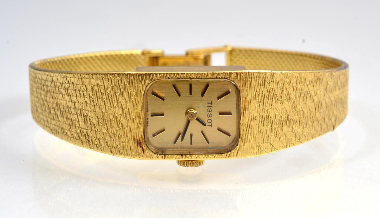 Lot 249 - Ladies 18 carat gold wristwatch, signed Tissot
