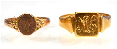 Lot 250 - A 22 carat gold ring and a 9 carat gold ring