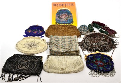 Lot 269 - Nine Victorian and later evening purses, majority with beaded decoration and two knitted miser...