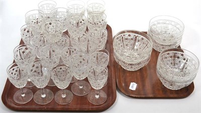 Lot 284 - A part cut glass table service (on two trays)