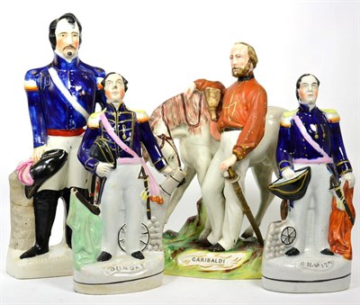 Lot 291 - Four Staffordshire figures comprising of Garibaldi, Napier, Dundas and another (a.f.)