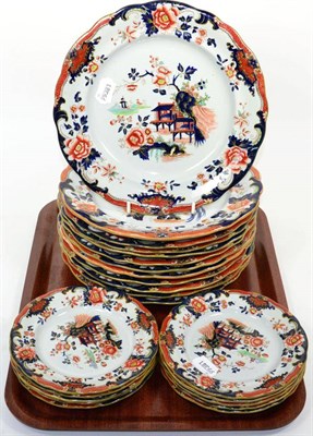 Lot 296 - A set of twelve improved Ironstone china dinner plates and ten side plates