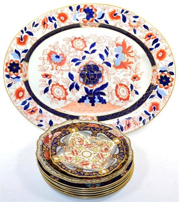 Lot 297 - An Ashworth Ironstone well and tree platter; six Ashworth dinner plates and three others