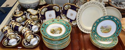 Lot 307 - A 19th century gilt decorated and handpainted tea service; a Davenport green ground and handpainted