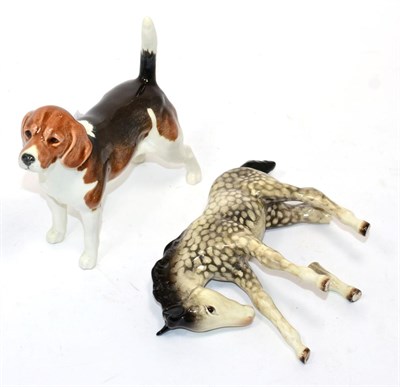 Lot 323 - A Beswick foal, rocking horse grey (back foot detached); and a Beswick beagle Ch. Westover...