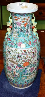 Lot 345 - A Chinese famille rose twin-handled vase, 45cm high