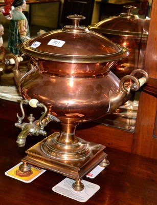 Lot 351 - A copper Samovar with turned ivory handles