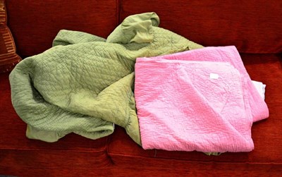 Lot 353 - Pink Durham quilt and a similar one in green (2)