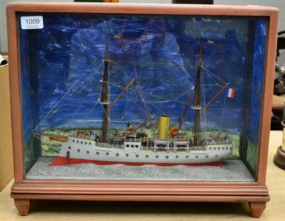 Lot 1009 - An early 20th century cased diorama of a French warship