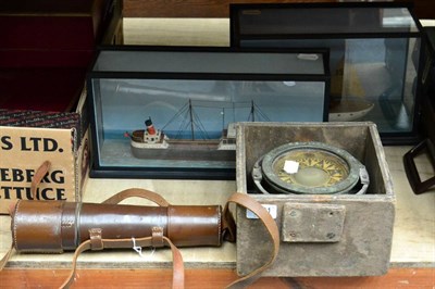 Lot 1021 - A Broadhurst telescope, G Gimble compass and two boats