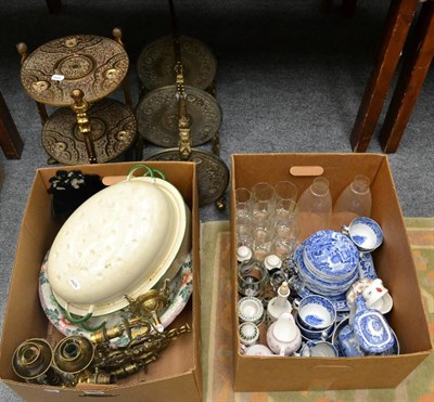 Lot 1033 - Spode Italian pattern blue and white pottery; a pair of wall brackets; glass etc