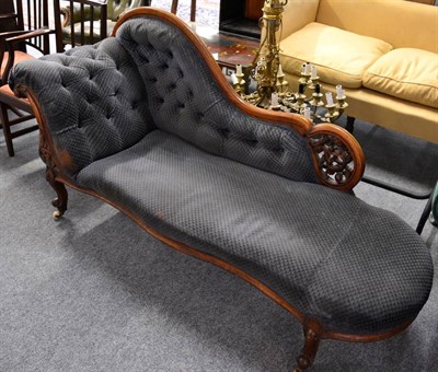 Lot 1102 - A Victorian mahogany framed chaise longue