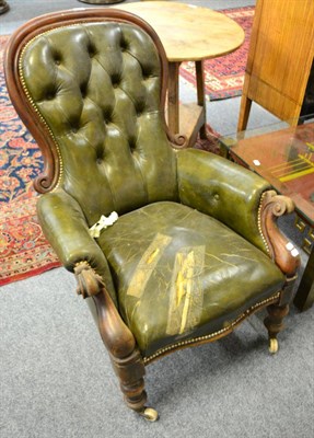 Lot 1104 - A Victorian carved mahogany upholstered button back chair